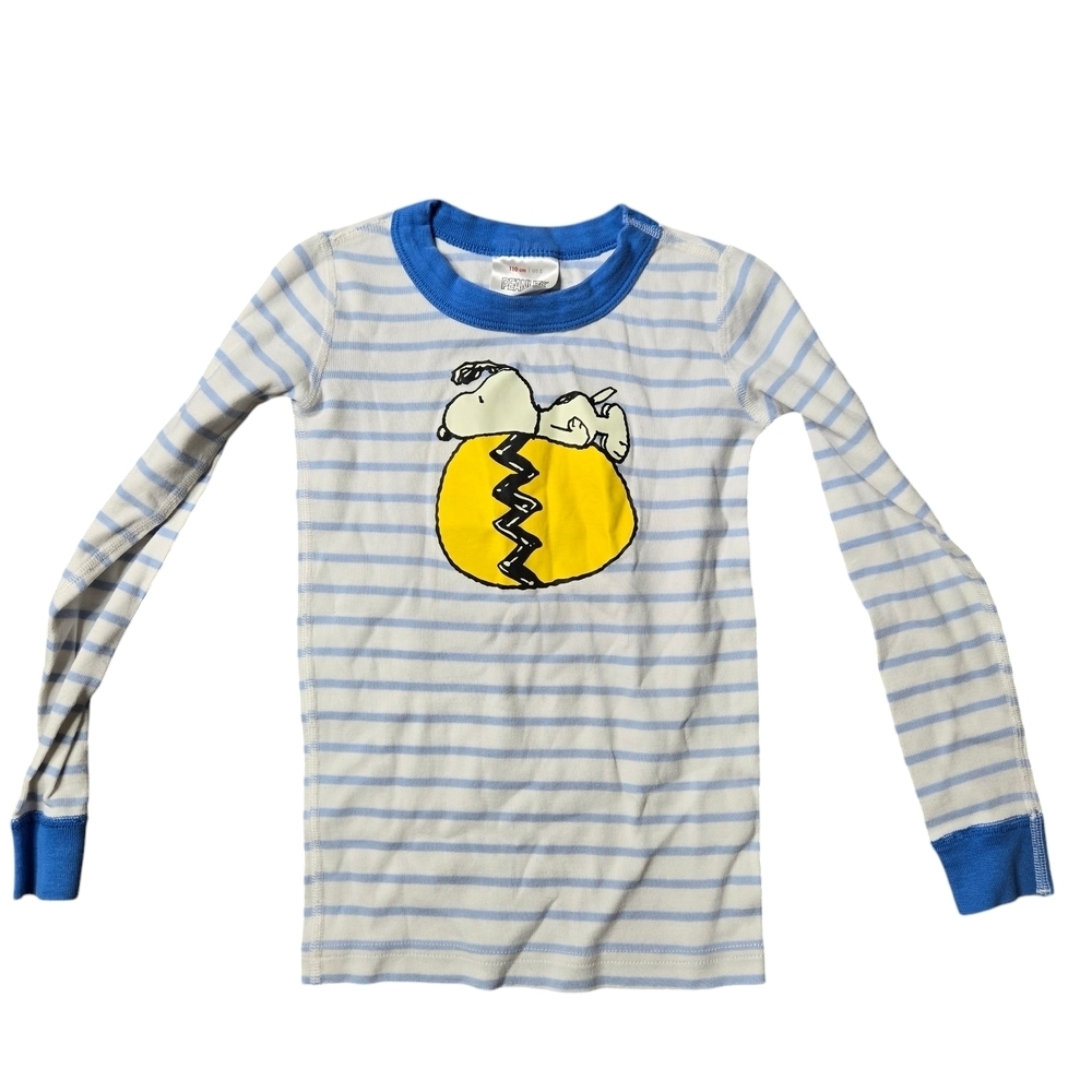 Hanna Andersson Snoopy Blue Striped Long Sleeve‎ Pajama Top